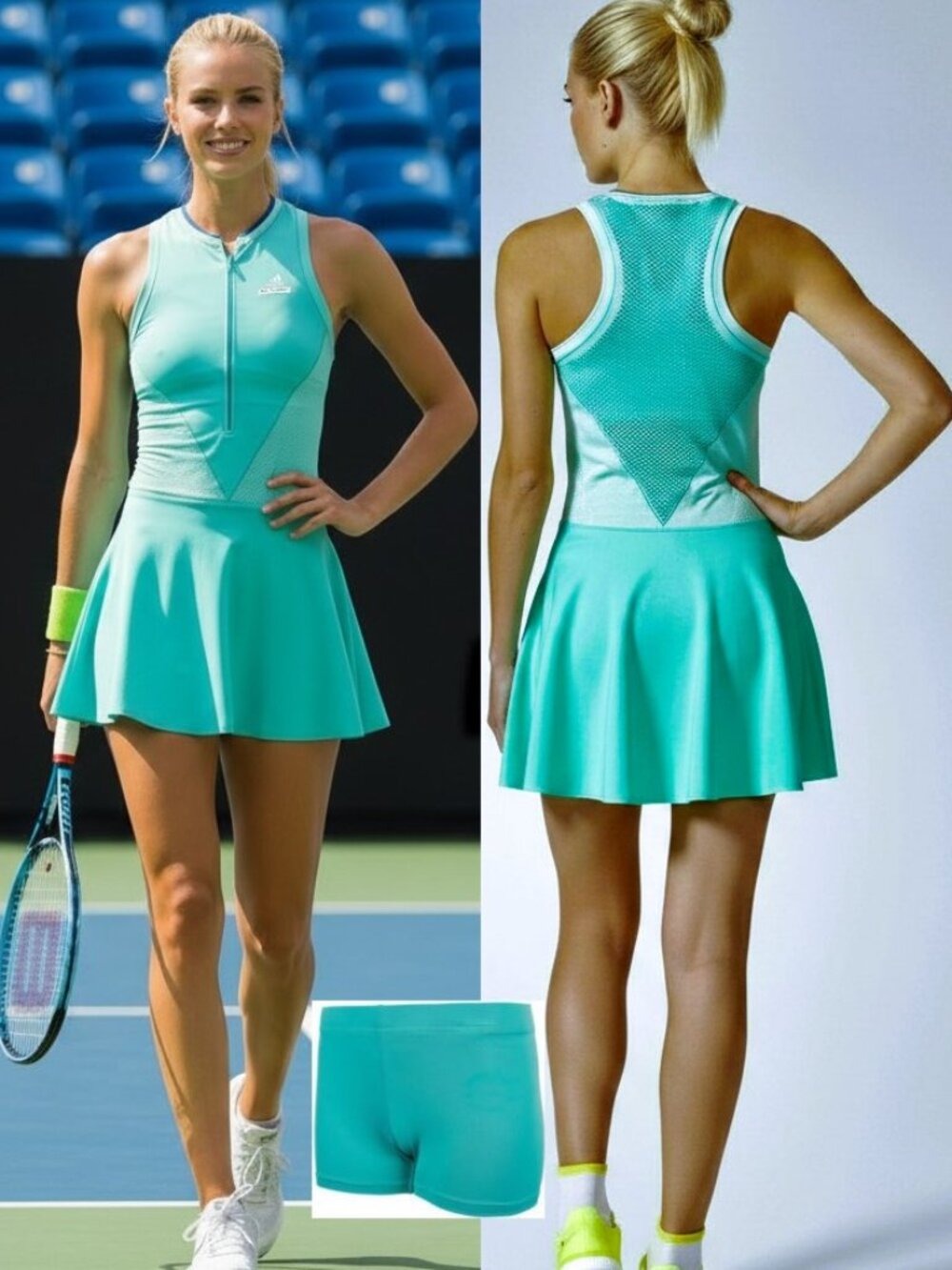 Nwt Adidas Stella McCartney Tennis Dress w/ Zipper skirt Green XS